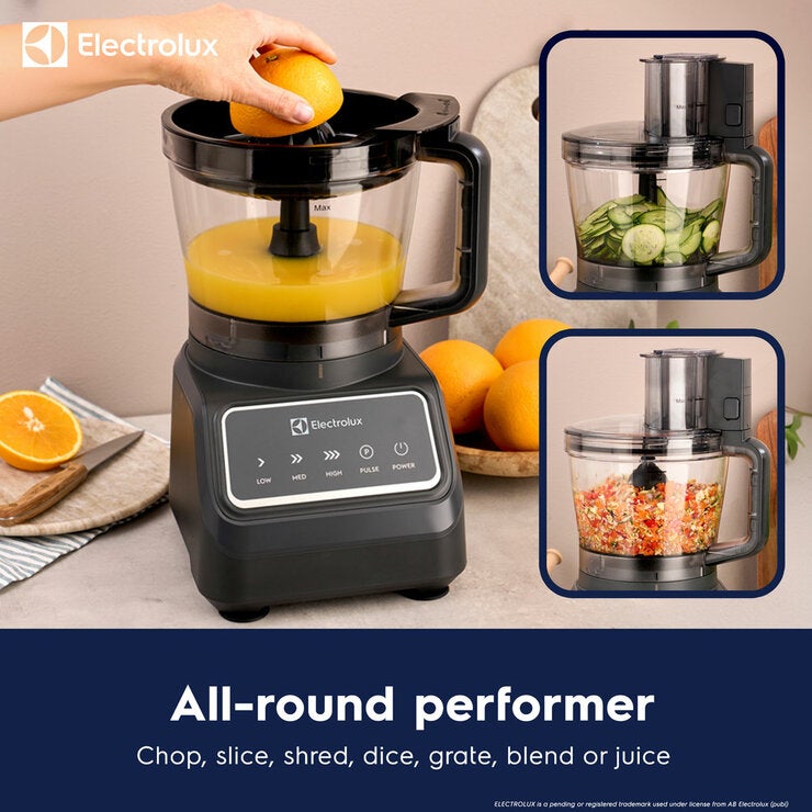 Lifestyle image of features of the food processor and blender