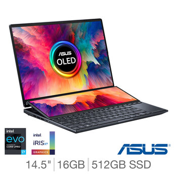 ASUS ZenBook Pro Duo, Intel Core i7, 16GB RAM, 512GB SSD, 14.5 Inch OLED Laptop, UX8402ZA-M3033W