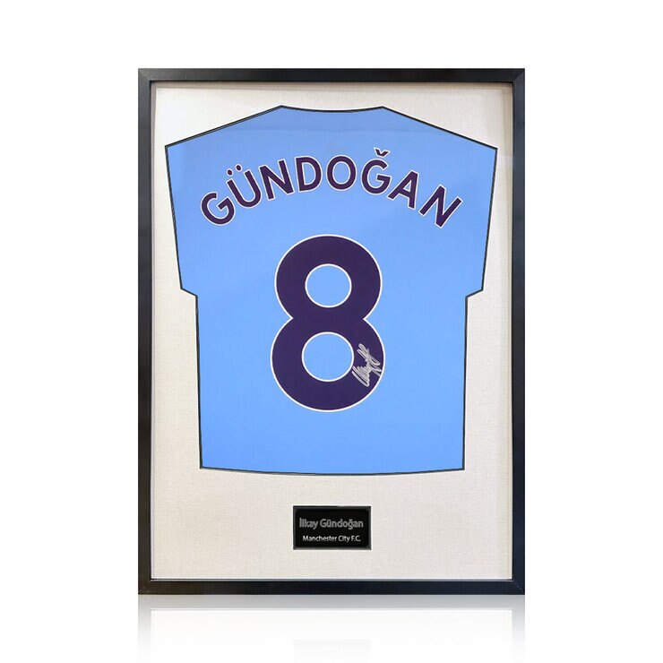 İlkay Gündoğan Signed Framed Manchester City Football Shirt with White Mount