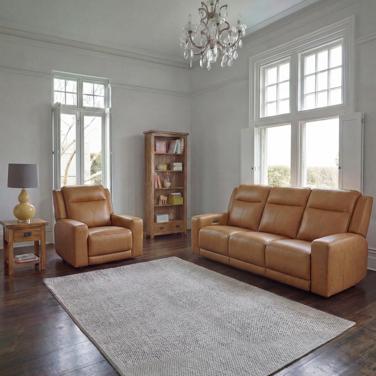Simon Li Wren Brown Leather 3 Seater Sofa with Power Recliner & Power Headrest Simon Li Wren Brown Leather 3 Seater Sofa with Power Recliner & Power Headrest