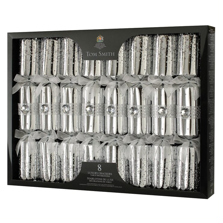 Tom Smith 14" (36cm) Deluxe Christmas Cracker 8 Pack in Silver Costco UK