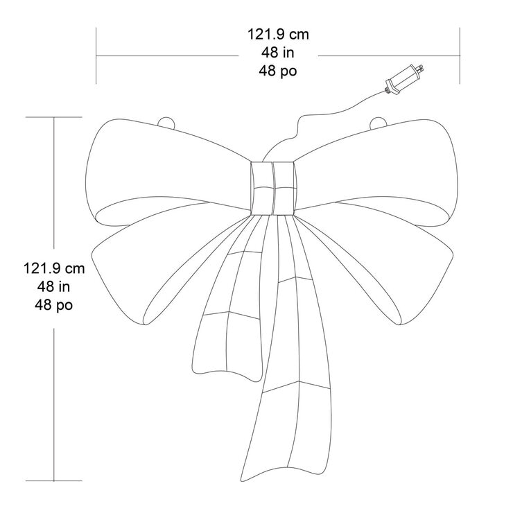 48 Inch (1.2m) Glitter String Red Bow with LED Lights