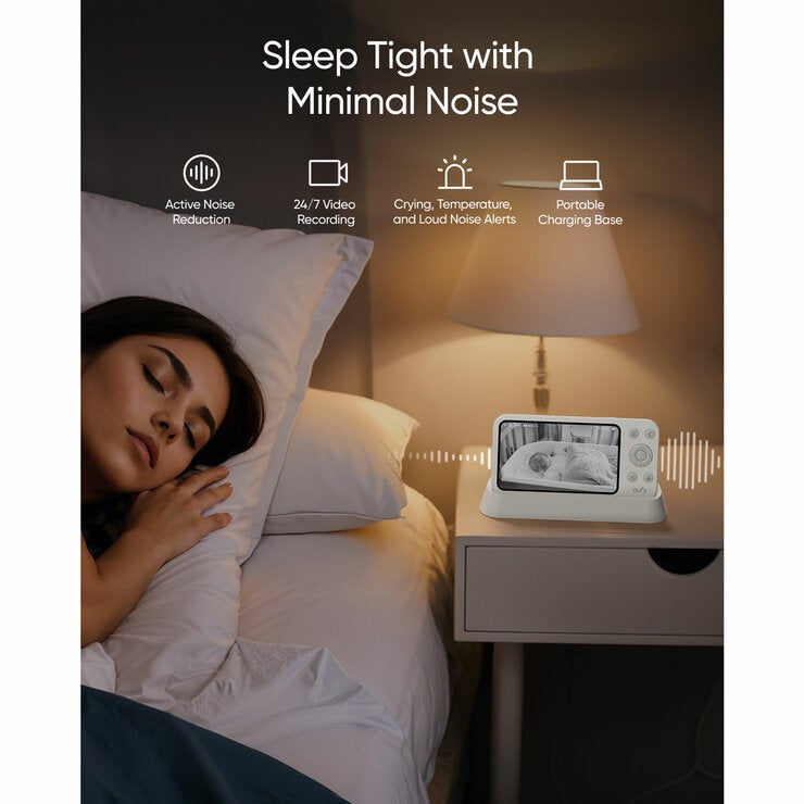 Lifestyle image of baby monitor in the bedroom Lifestyle image of baby monitor in the bedroom