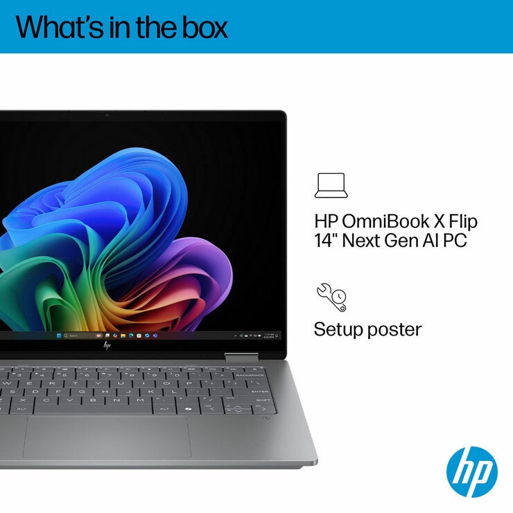 HP Omnibook X Flip, Intel Core Ultra 5, 16GB RAM, 512GB SSD, 14 Inch Convertible 2 in 1 Laptop, 14-FM0005NA