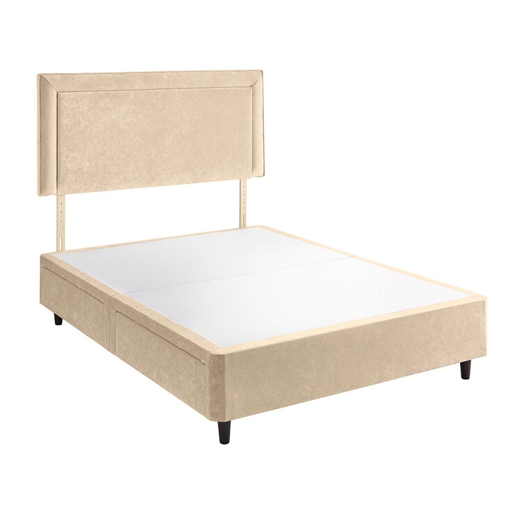Silentnight Velvet 4 Drawer Divan Base with Malvern Headboard in Almond in 3 Sizes