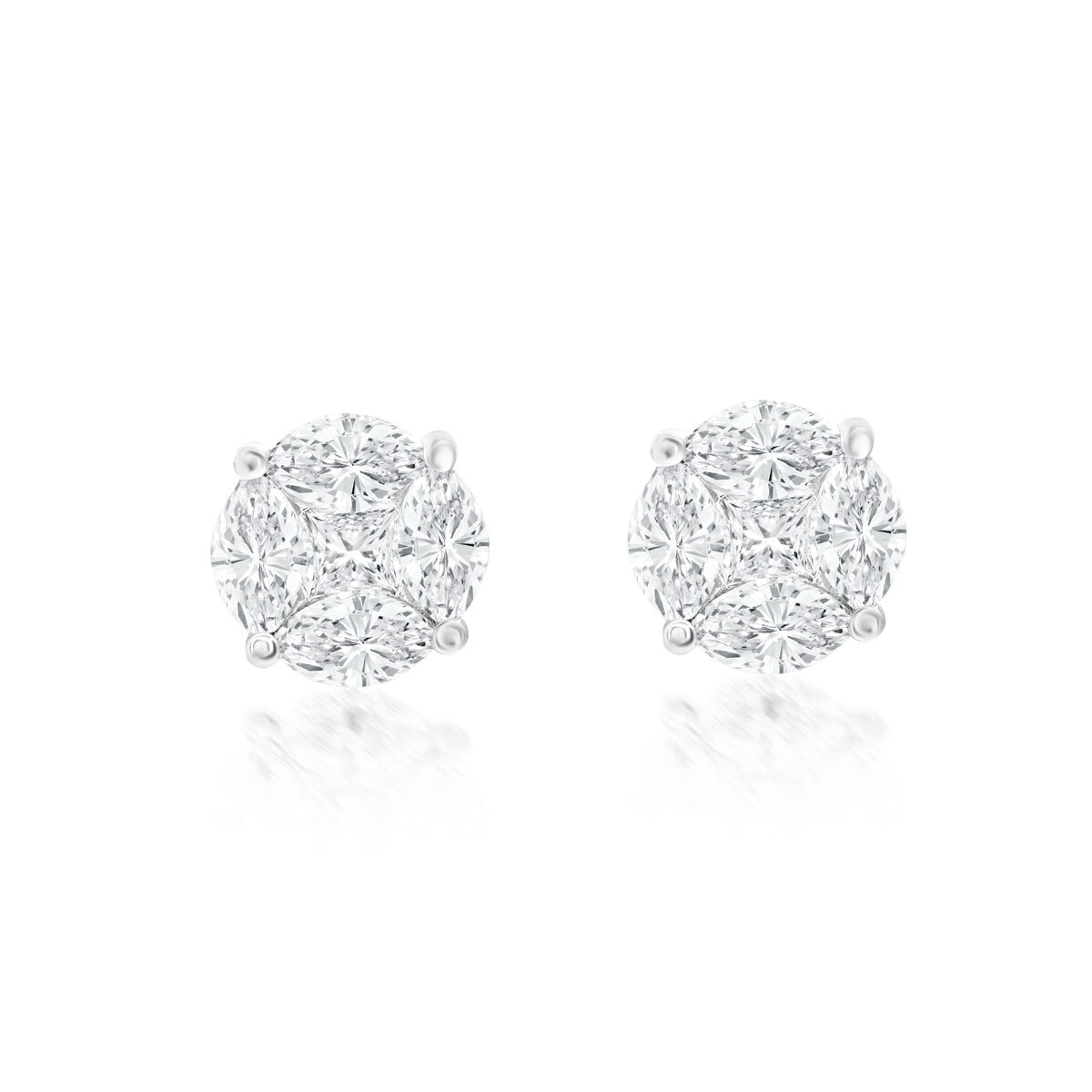 1.00ctw Marquise and Princess Cut Diamond Multi Stone Earrings, 18t White Gold