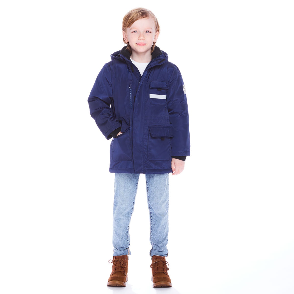 Andy & Evan Boys Parka Coat in Navy | Costco UK