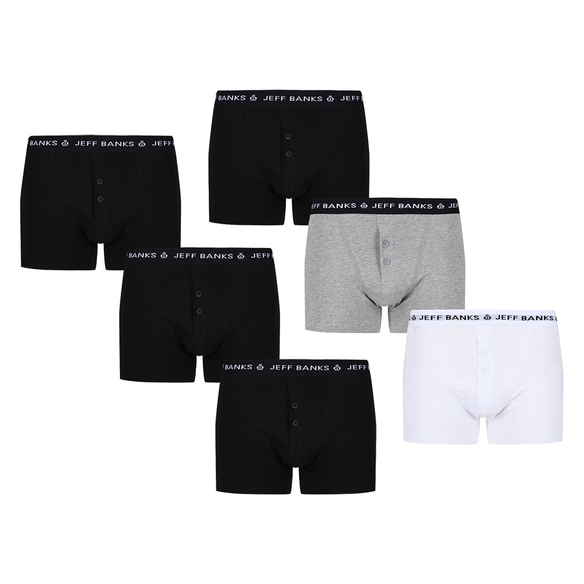 Jeff Banks Button Fly Boxer 6 Pack