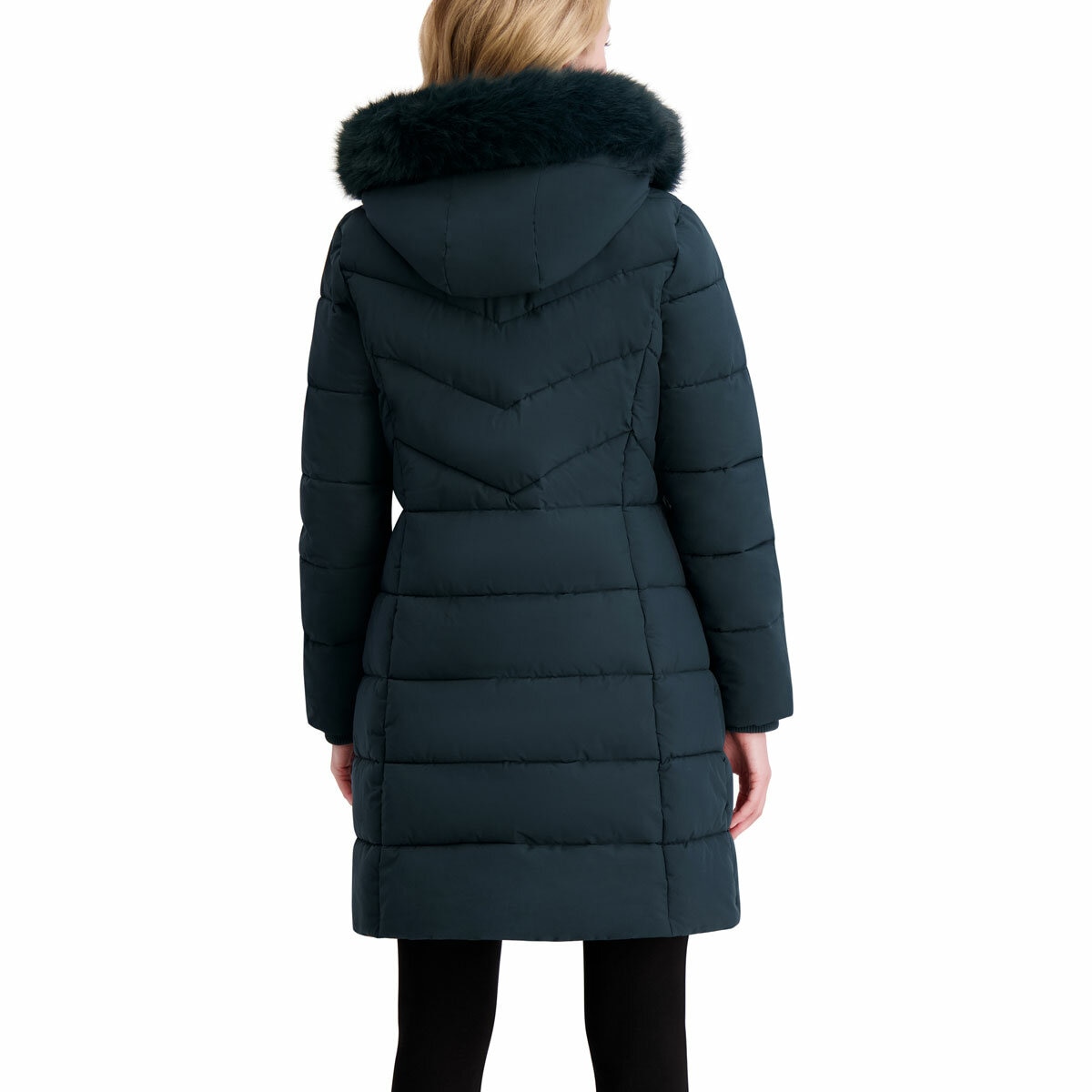 Halston Ladies Hooded Walker Coat in Green