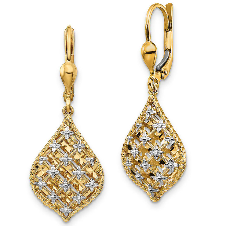 14ct Yellow Gold Diamond Cut Teardrop Earrings Costco UK