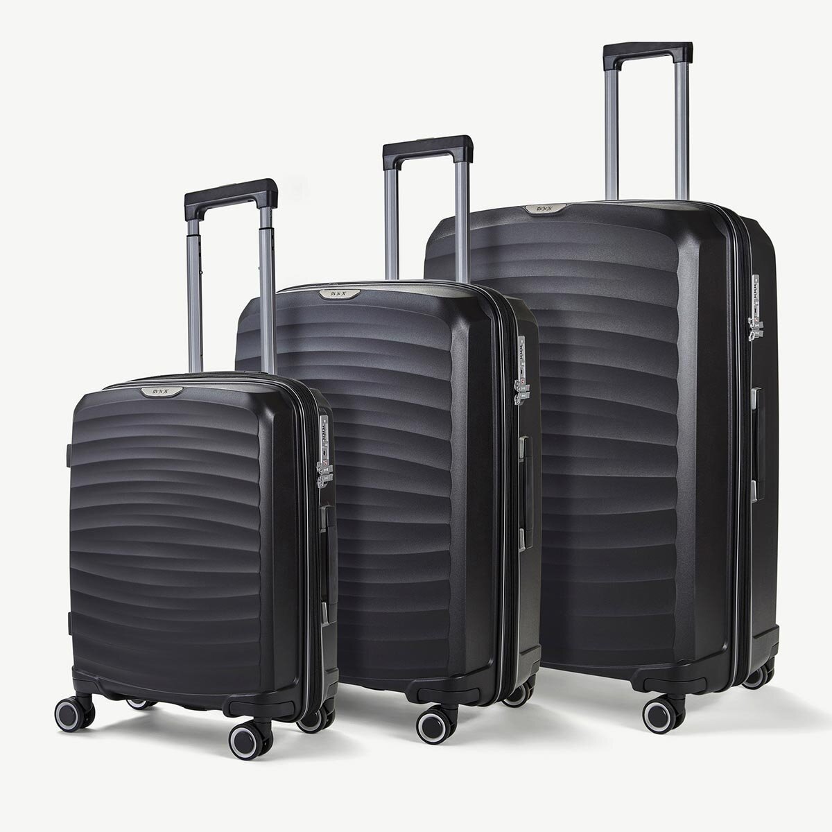 Rock Sunwave 3 Piece Hardside Luggage Set in Black | Cost...