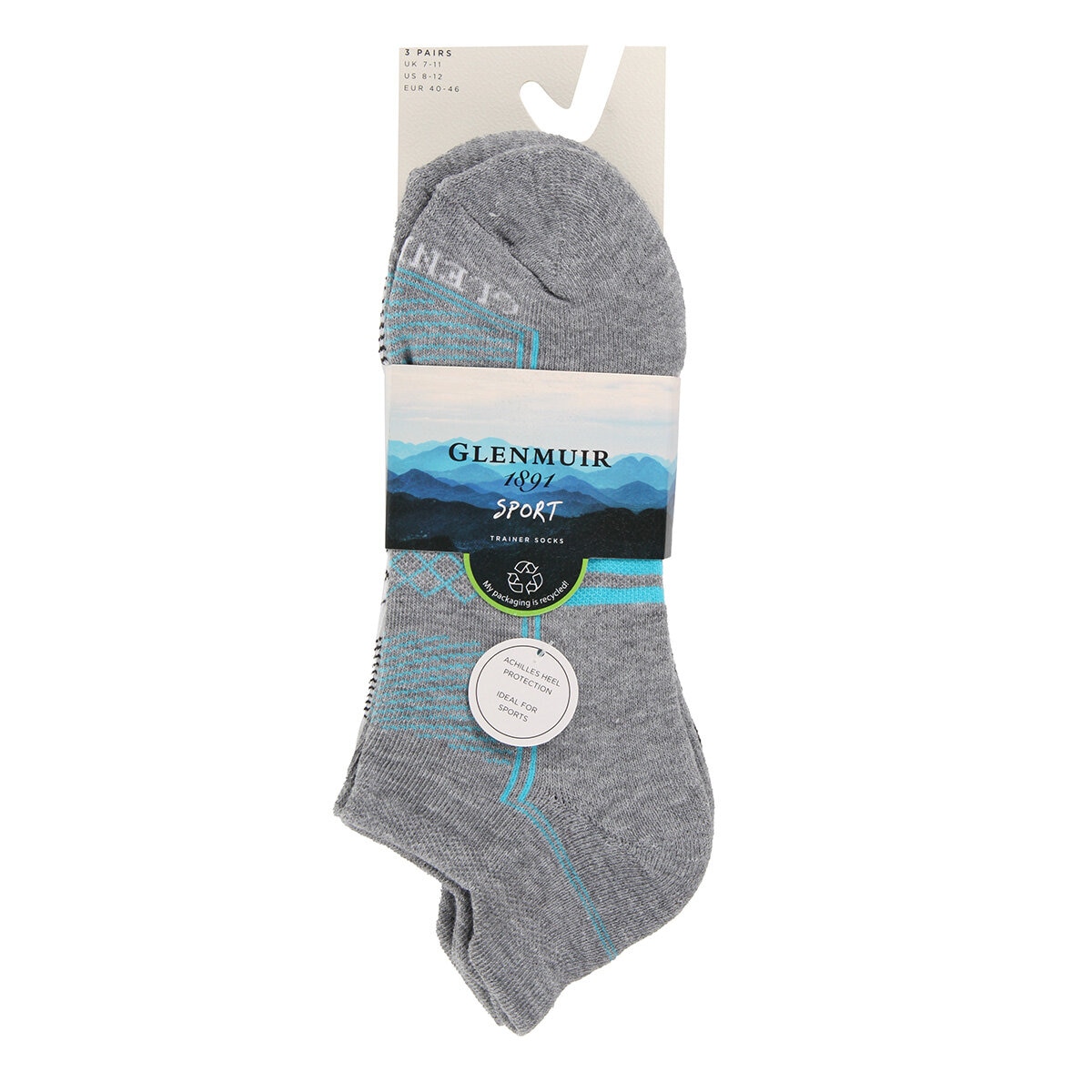 Glenmuir Men's Cushioned Sport Sock, 2 x 3 Pack in Assorted Colours