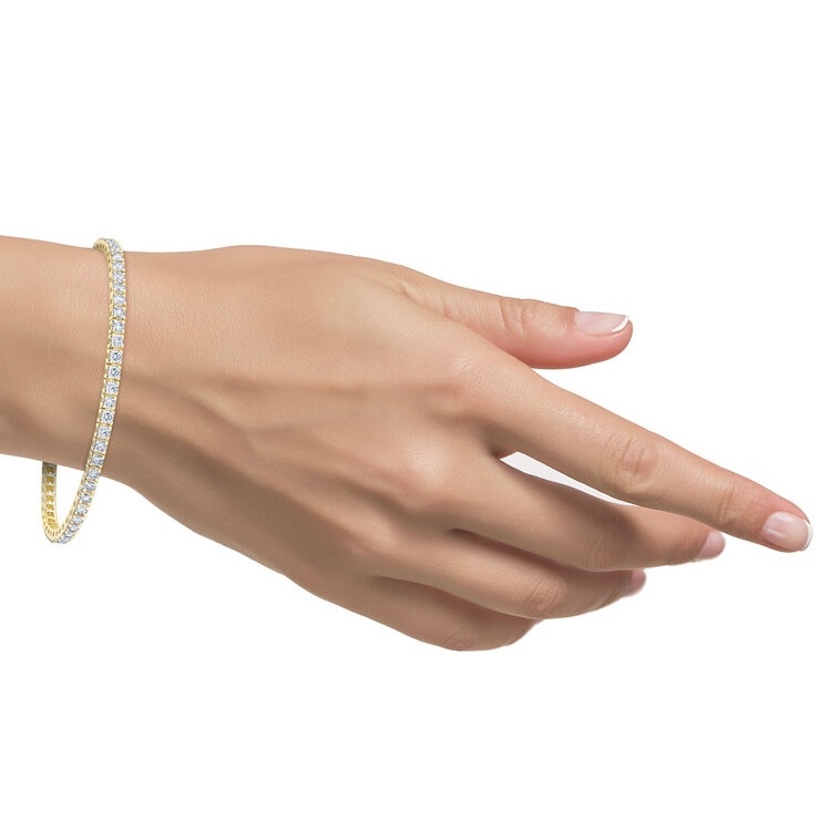 3.00ctw Round Brilliant Cut Tennis Bracelet, 18ct Yellow Gold