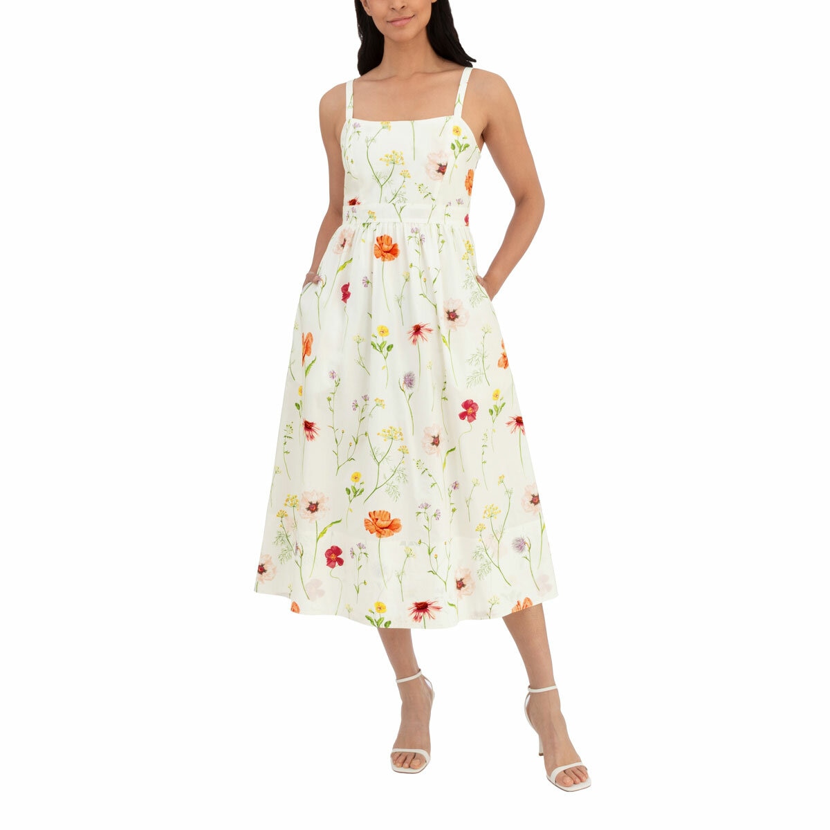 Wellworn Ladies Poplin Dress in White Floral