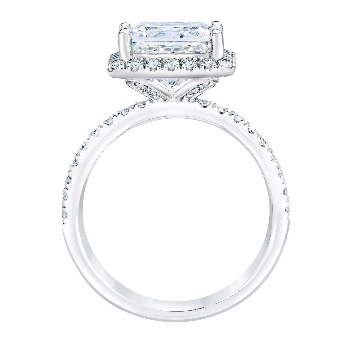3.71ctw Princess Cut Diamond Halo Ring, Platinum