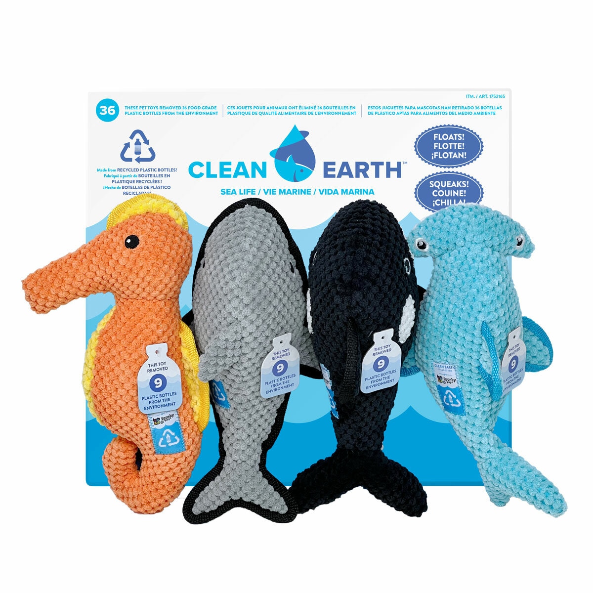 Spunky Pup Clean Earth Dog Toys, 4 Pack