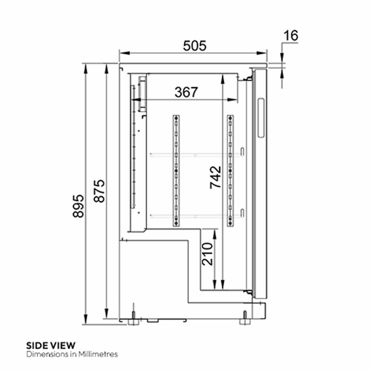 Contender RRG022 320L Commercial Hinged Triple Door Bottle Cooler, C Rated in Black