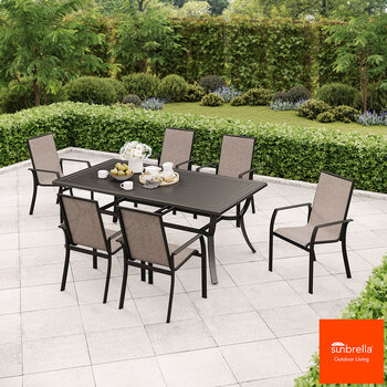 SunVilla 7 Piece Sling Dining Patio Set + Cover