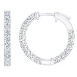 1.00ctw Diamond Hoop Earrings, 14ct White Gold