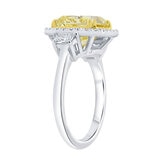 5.68ctw Radiant Cut Fancy Yellow Diamond Halo Ring, Platinum