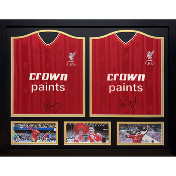 Kenny Dalglish & Ian Rush Double Signed Framed Liverpool Shirts