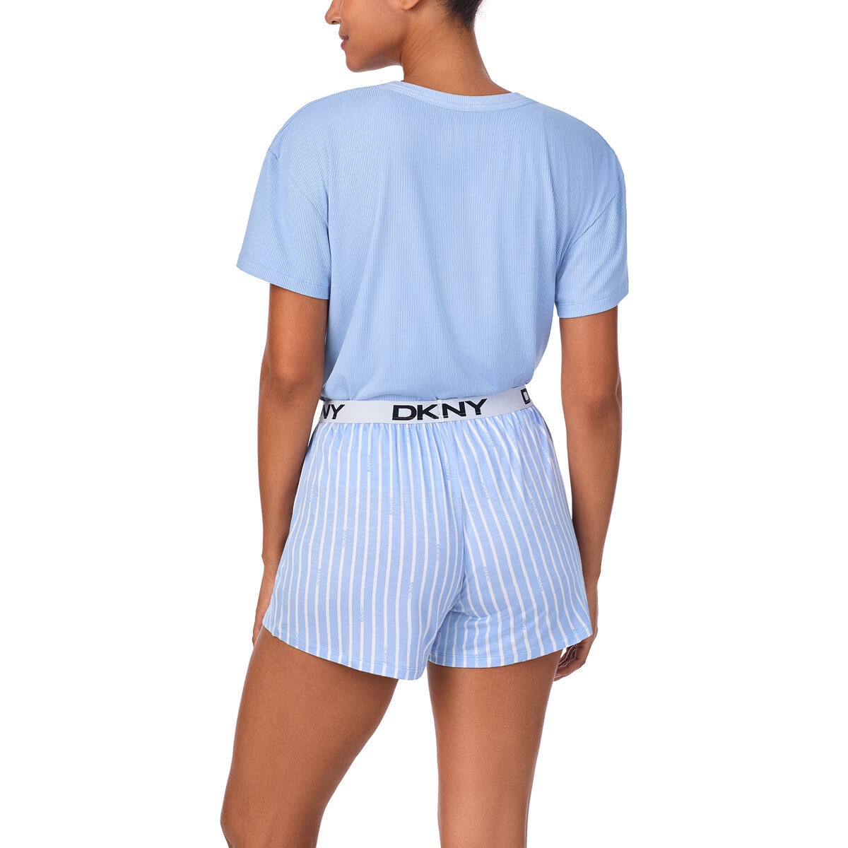 DKNY Ladies Tee & Boxer Pyjama Set in Blue, Medium