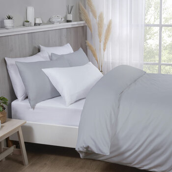 Purity Home 400 Thread Count Cotton Grey Duvet Cover Set in 4 Sizes