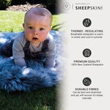Naturally Sheepskins Long Wool Quad Rug, 180 x 110 cm in Steel Grey
