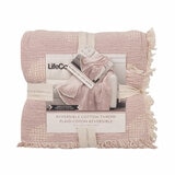 Life Comfort Reversible 100% Cotton Gauze Pink Throw, 127 x 162 cm