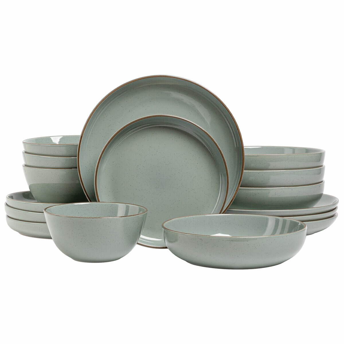 Over & Back Stoneware Dinnerware Set, 16 Piece in Sage Green Over & Back Stoneware Dinnerware Set, 16 Piece in Sage Green