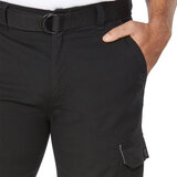 front image of black shorts belt detail