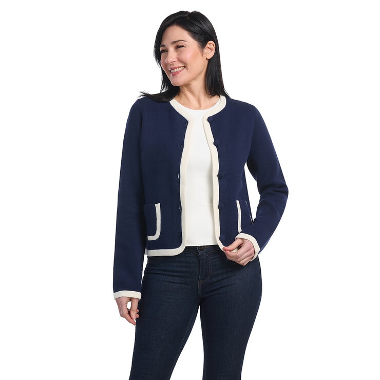 Dalia Ladies Contrast Trim Cardigan