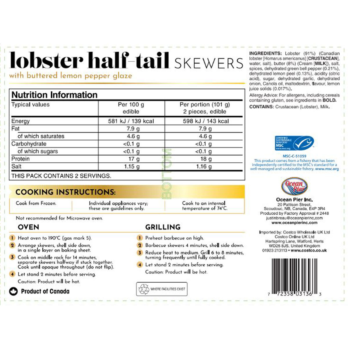 Ocean Pier Lobster Tail Skewers, 270g