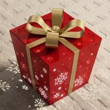 Red Metal Gift Boxes with LED Snowflake Pattern – Set of 3