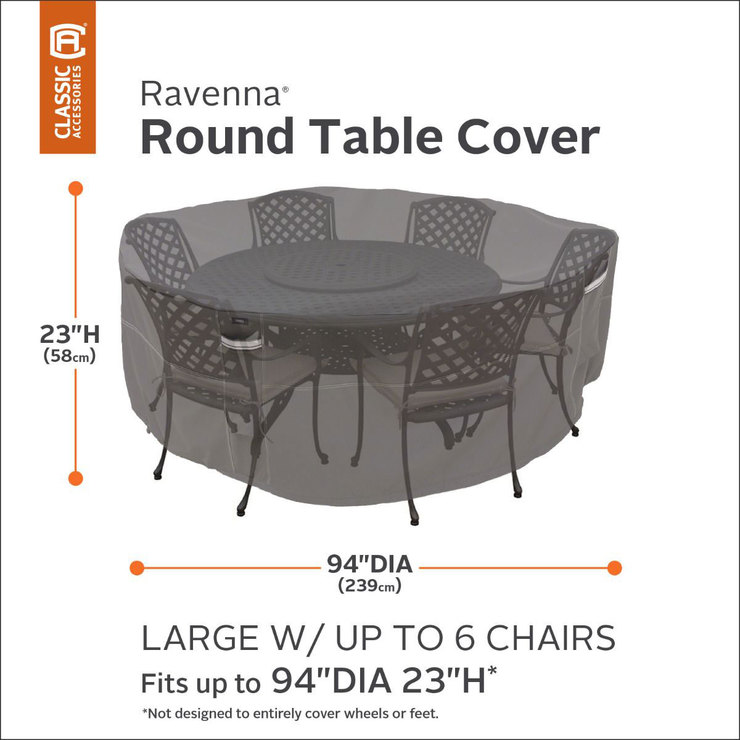Classic Accessories Ravenna Large Round, Classic Accessories Ravenna Large Round Patio Table And Chair Set Cover