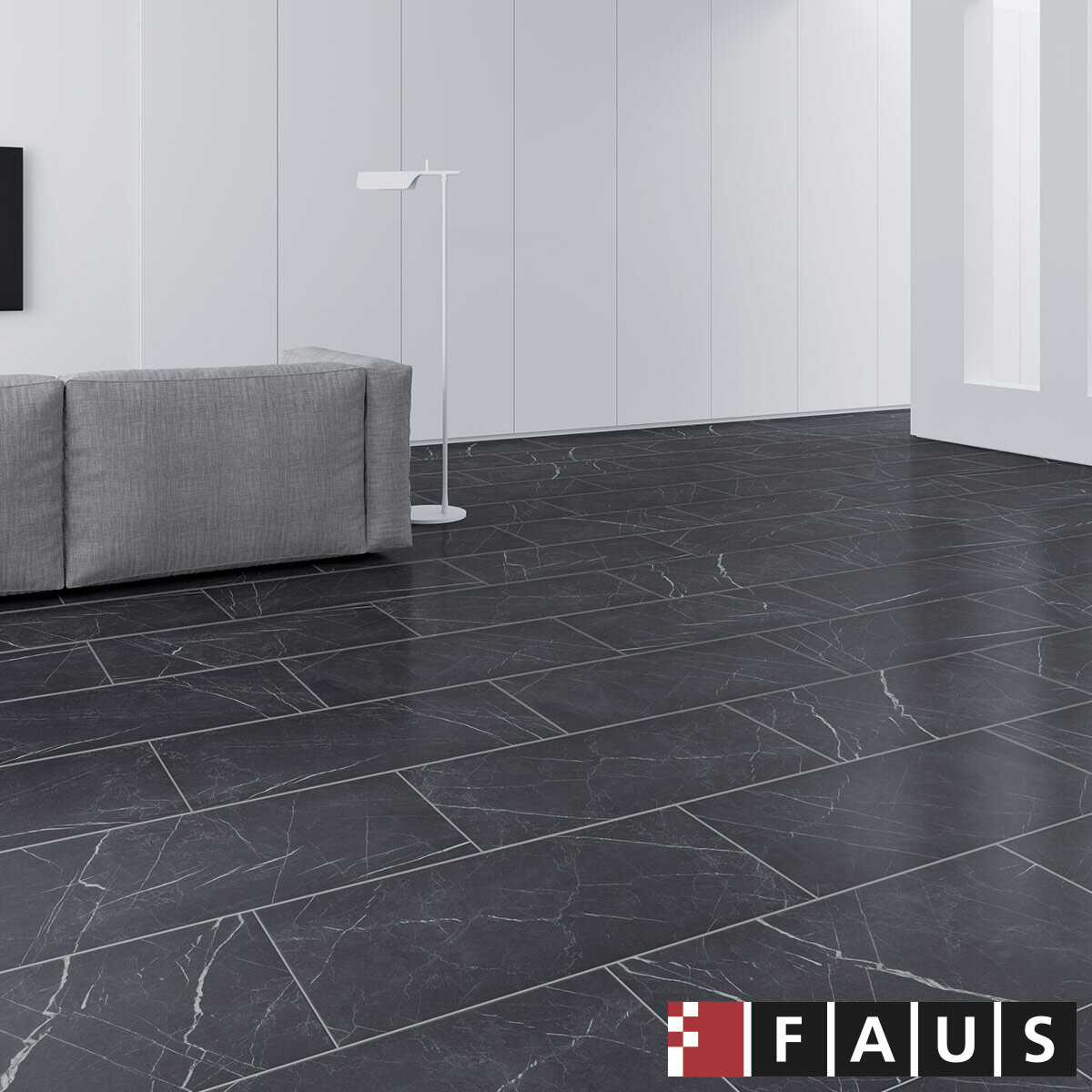Faus Black Marble Effect 8mm AC6 Laminate Flooring Planks - 2.10m² Per Pack