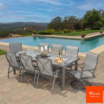 SunVilla Hayden 9 Piece Sling Dining Set + Cover