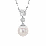 Diamonfire Zirconia and Shell Pearl Drop Pendant