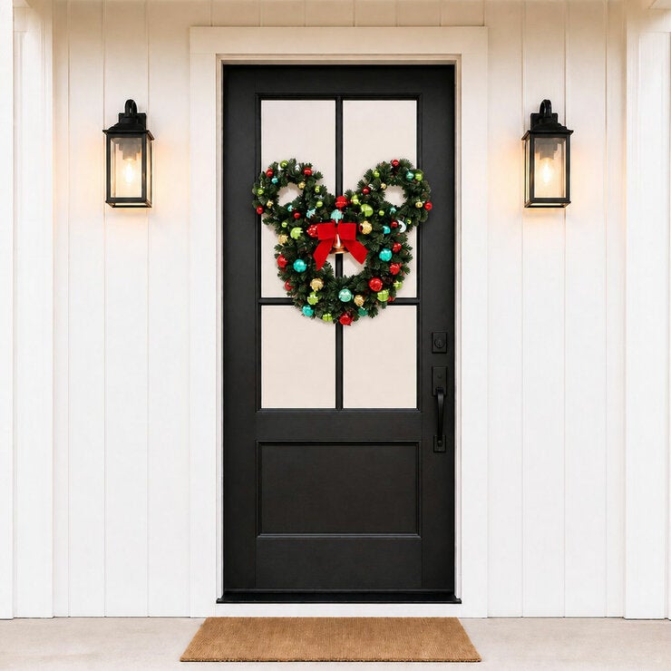 30 Inch Pre-Lit Mickey Figural Christmas Wreath 30 Inch Pre-Lit Mickey Figural Christmas Wreath