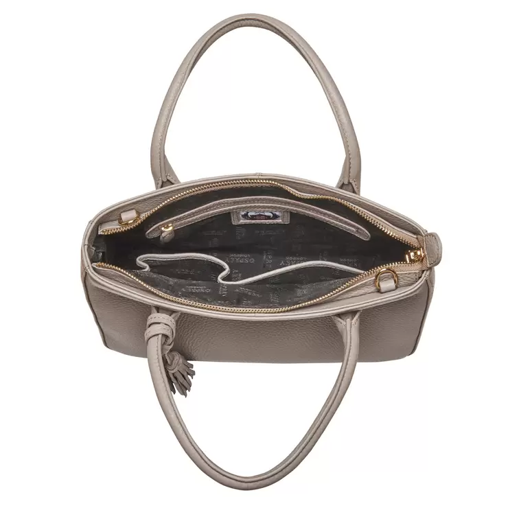 Osprey London Coast Leather Women's Grab Handbag, Taupe Osprey London Coast Leather Women's Grab Handbag, Taupe