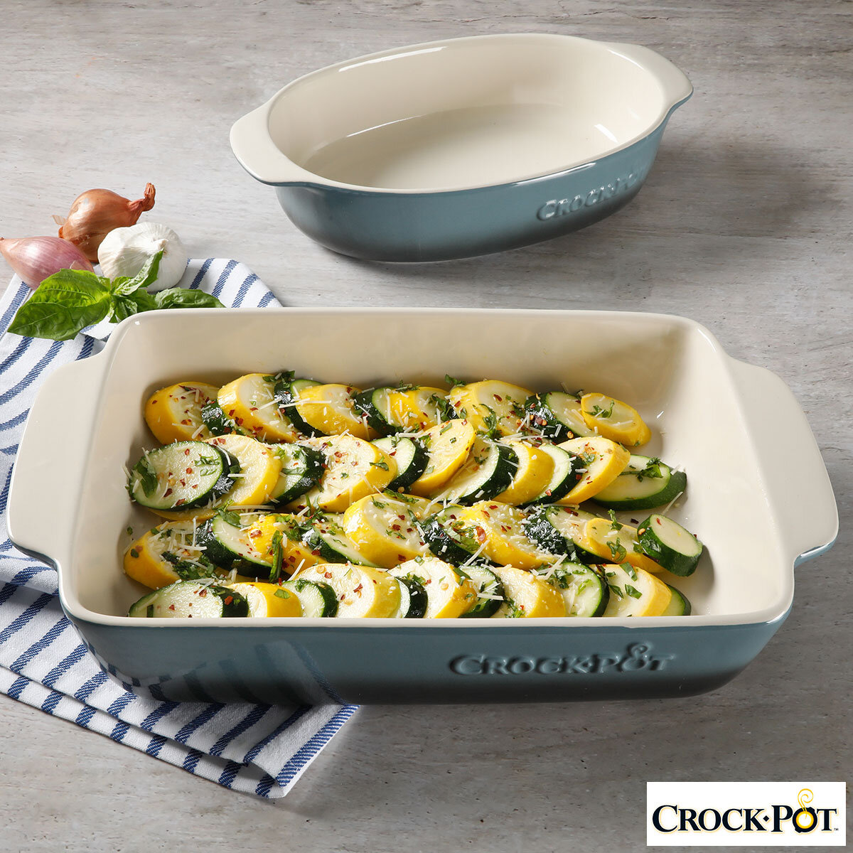 Crockpot 2 Piece Stoneware Oven Dish Set in 2 Colours