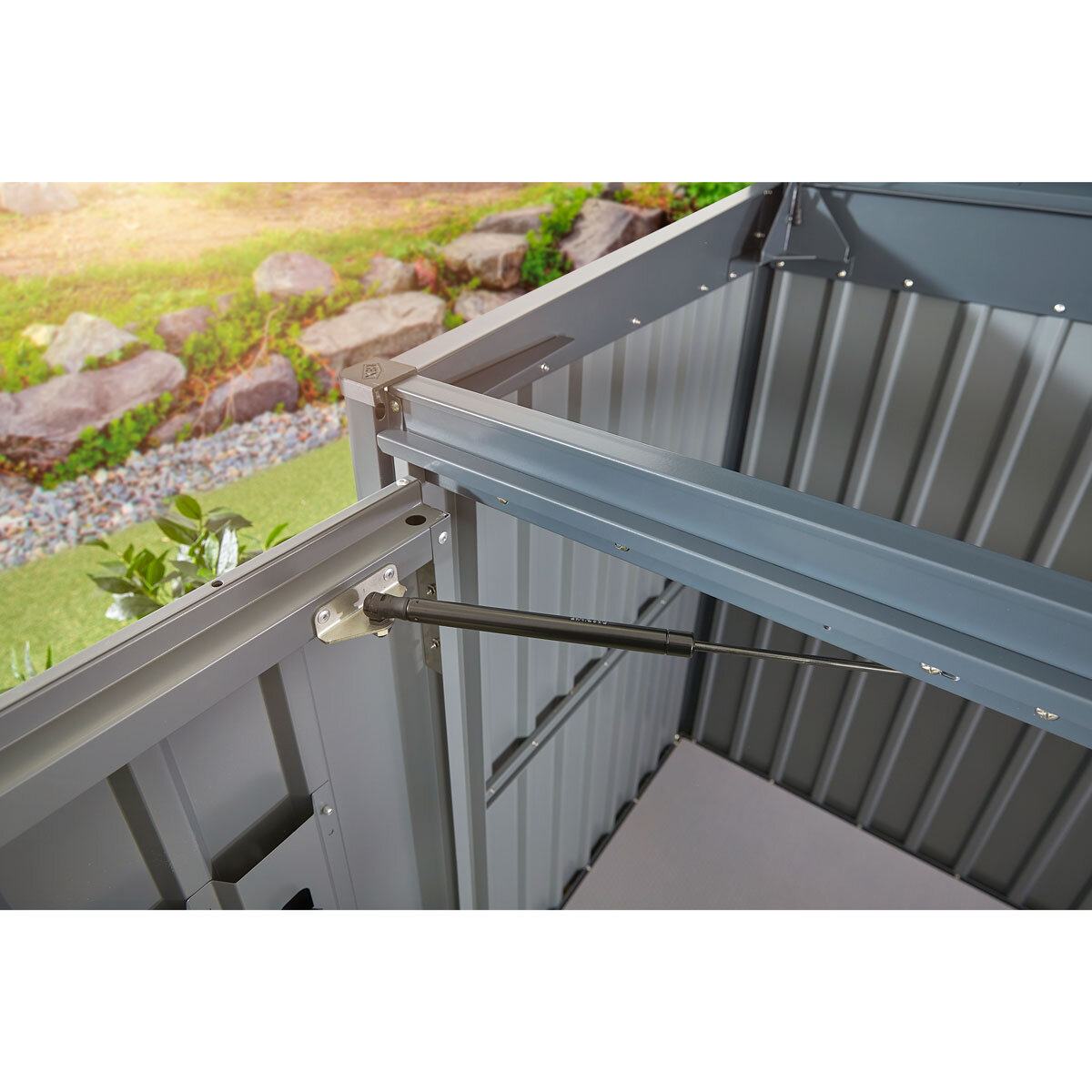 Stone Garden 6ft 5" x 2ft 11" (1.95 x 0.9m) 2,018 Litre Horizontal Storage Shed in Grey