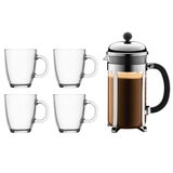 Bodum Pavina Chambord 8 Cup Coffee Maker and 4 Glass Mugs