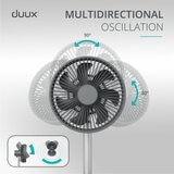 Lifestyle image of Duux Rize Fan with multidirectional oscillation