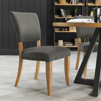 Bentley Designs Greenwich Upholstered Dark Grey Dining Chair, 2 Pack