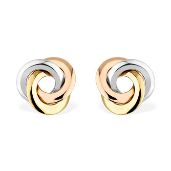 14ct Tri Colour Gold Knot Stud Earrings