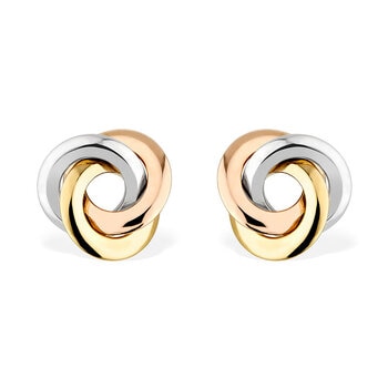 14ct Tri Colour Gold Knot Stud Earrings