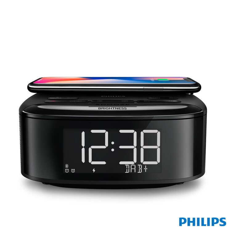 Philips Bluetooth Clock Radio with Wireless Qi Charging, TAR7705/10