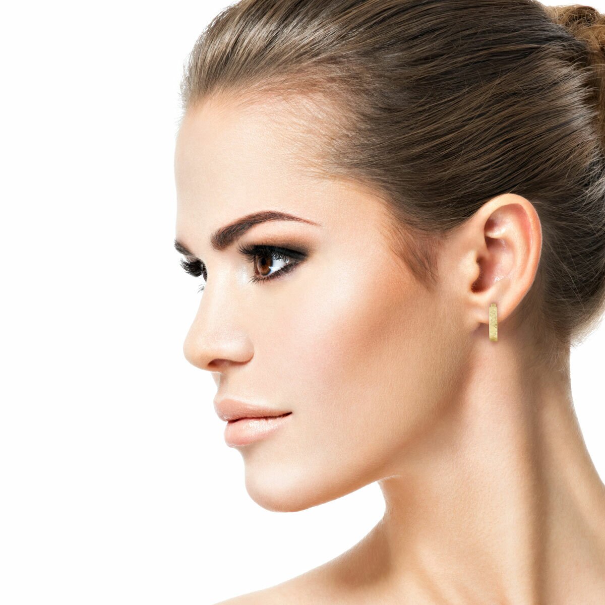 14ct Yellow Gold Hammered Hoop Earrings