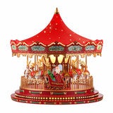 17 Inch Nostalgic Deluxe Glass Embellished Carousel in Red 17 Inch Nostalgic Deluxe Glass Embellished Carousel in Red